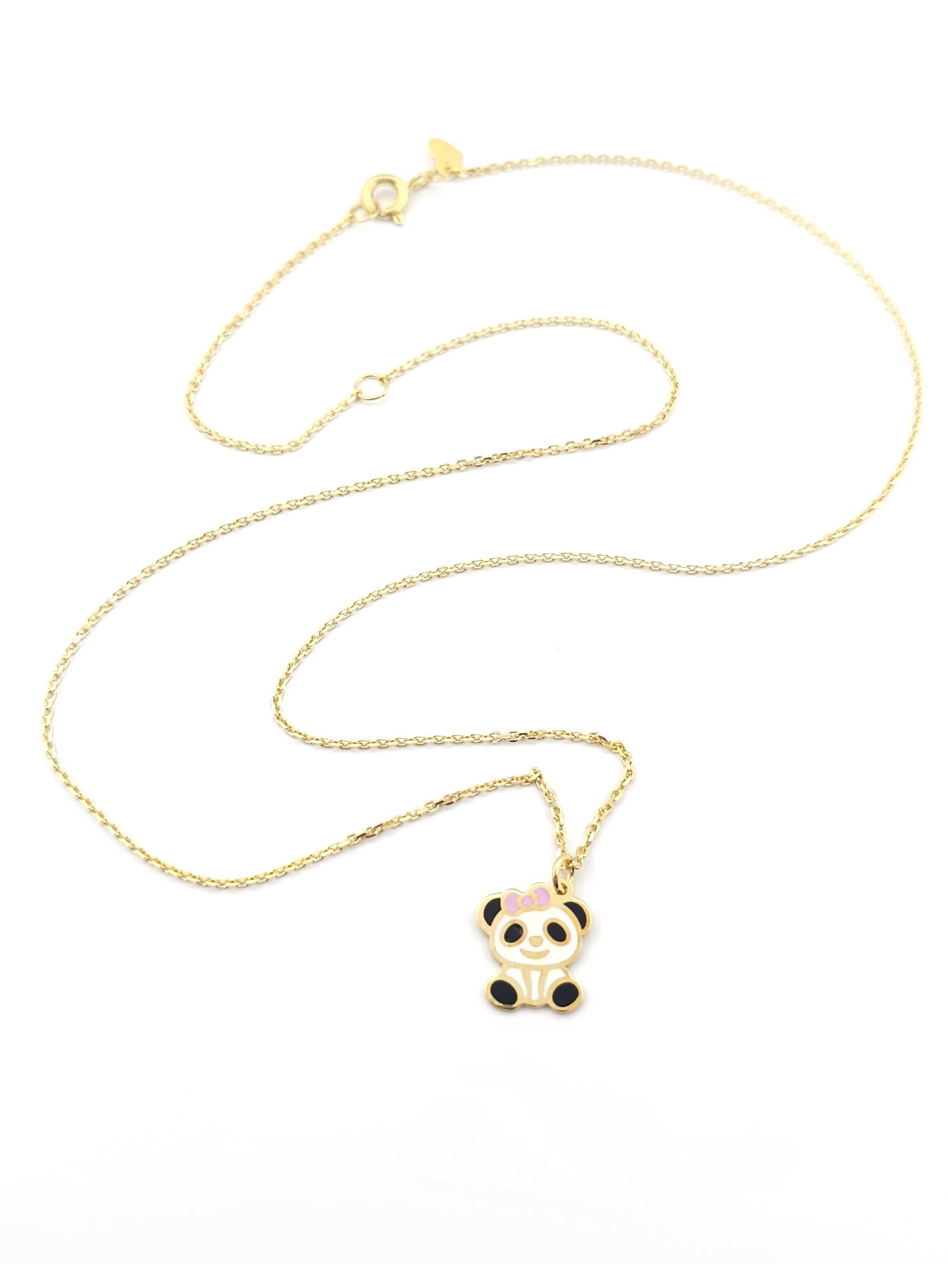 Ασημένιο Επιχρυσωμένο Παιδικό Κολιέ, Με Πάντα Με Σμάλτο κωδ.105706