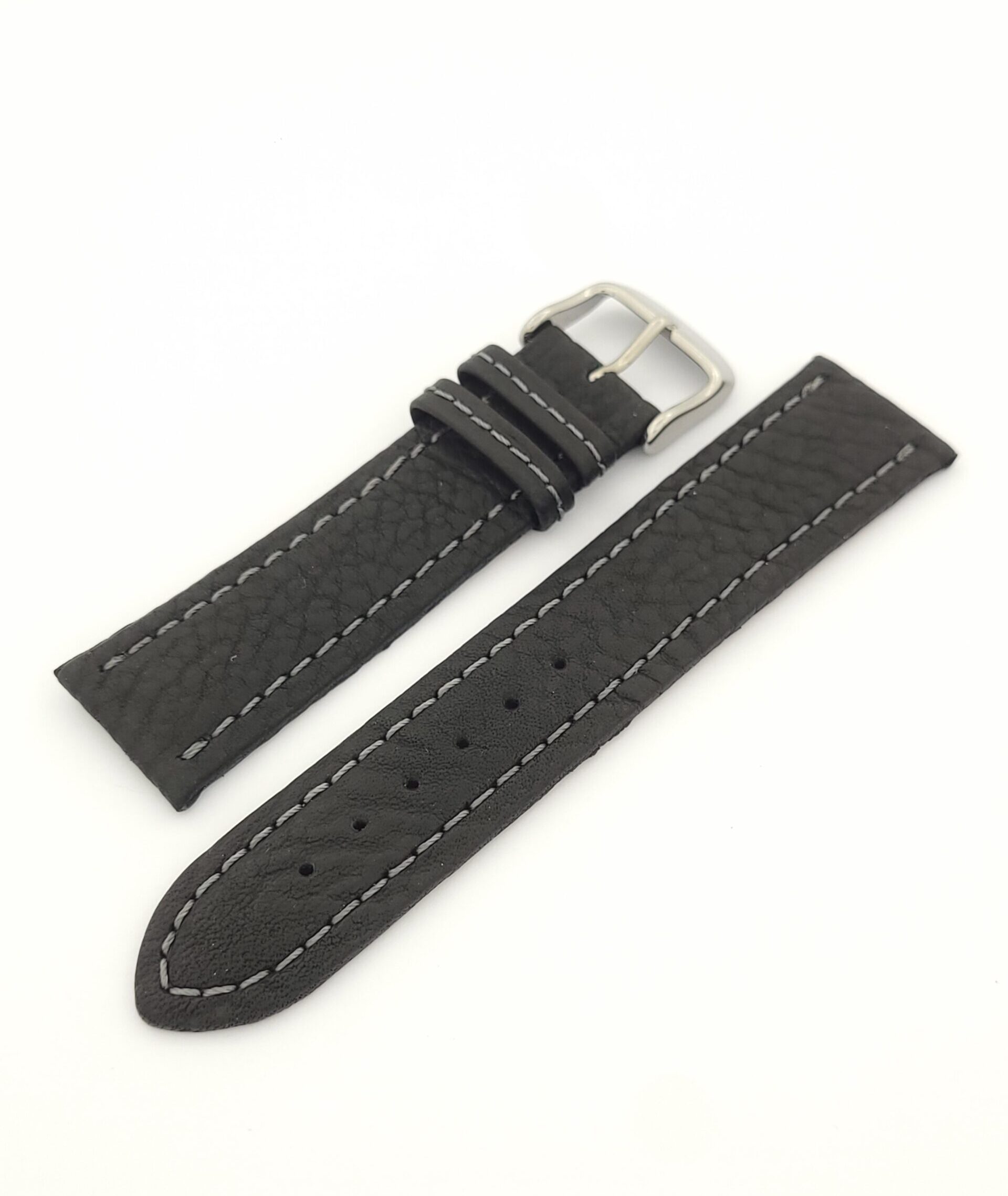 Λουρί Δερμάτινο Μαύρο Γερμανικό Χειροποίητο Nο22, με Ασημί Τοκά κωδ.TZ333N22BL