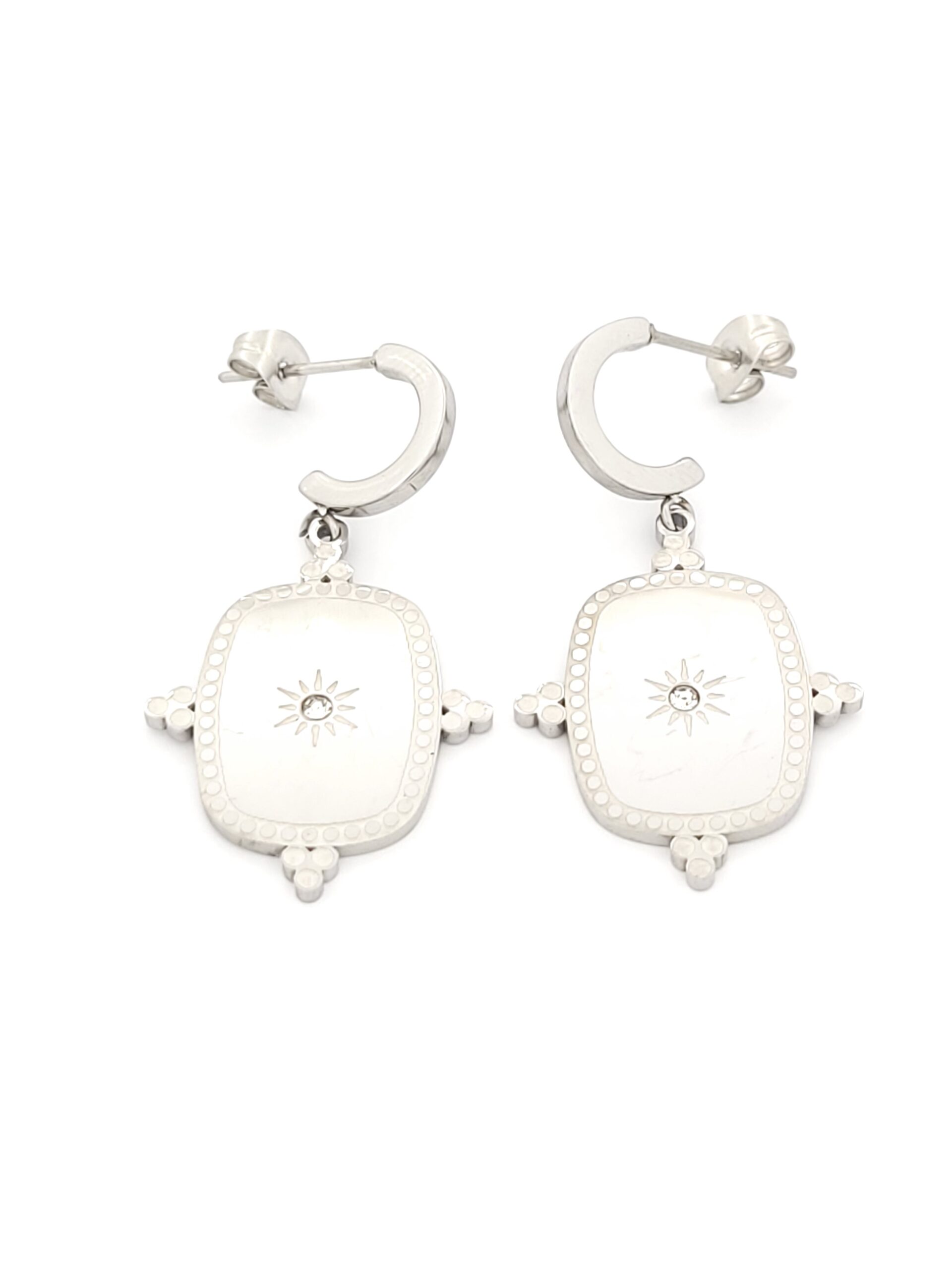 Ατσάλινα Σκουλαρίκια Καρφωτά, Με Λευκά Ζιργκόν κωδ.106082