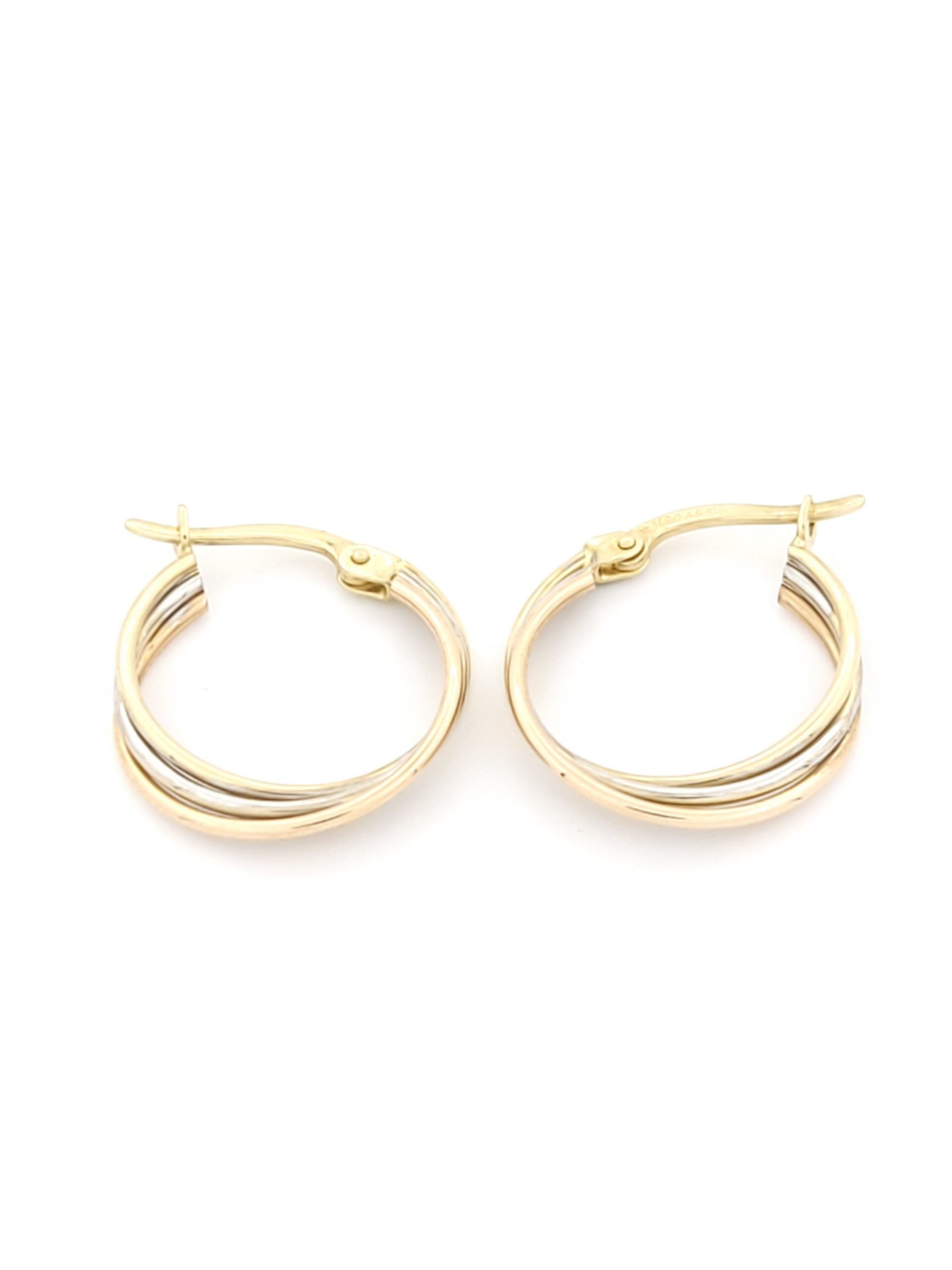 Χρυσά Τρίχρωμα Σκουλαρίκια Κρίκοι Κ14 κωδ.106095