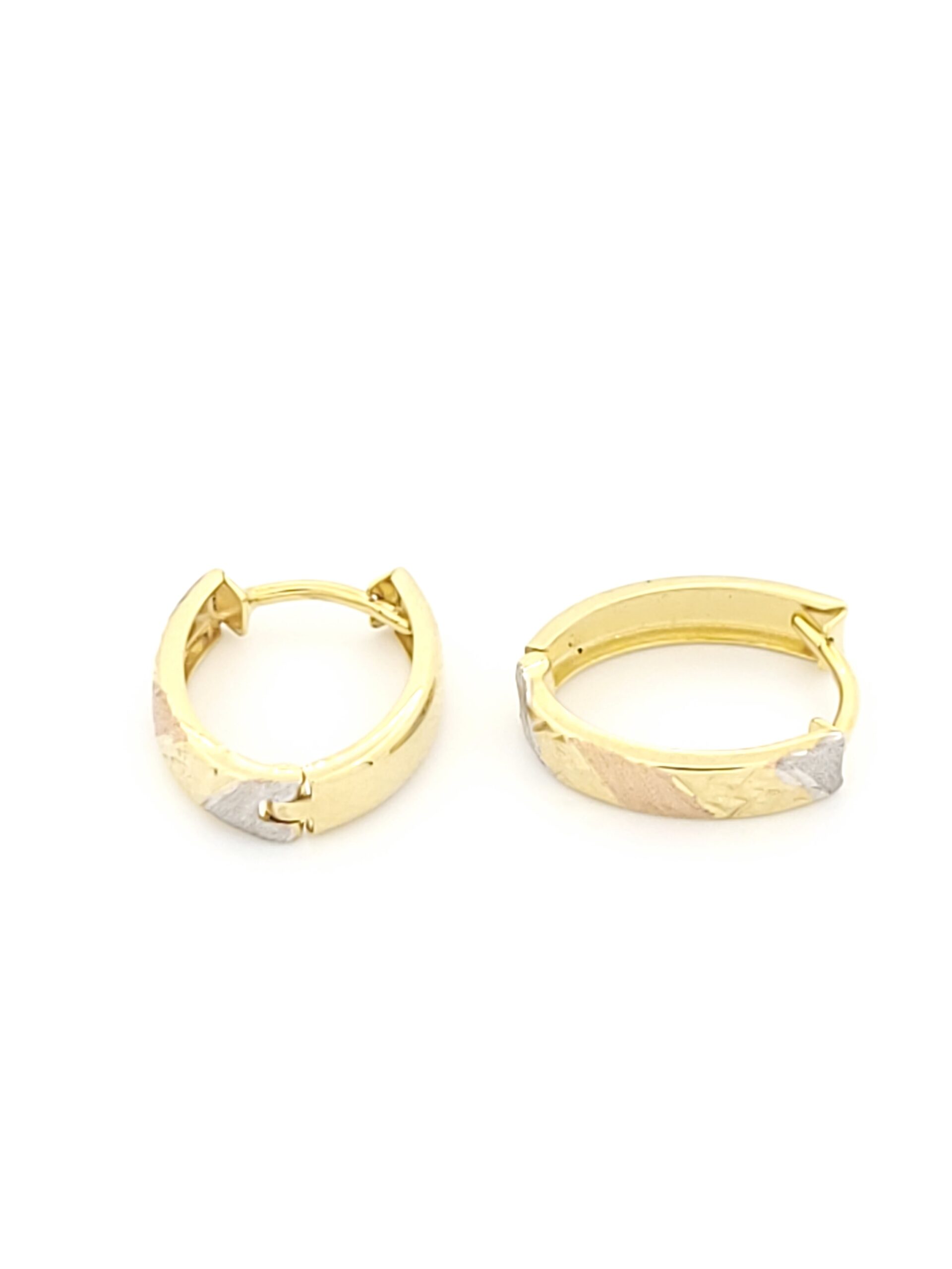 Χρυσά Τρίχρωμα Σκουλαρίκια Κρίκοι Οβάλ Κ14 κωδ.106094