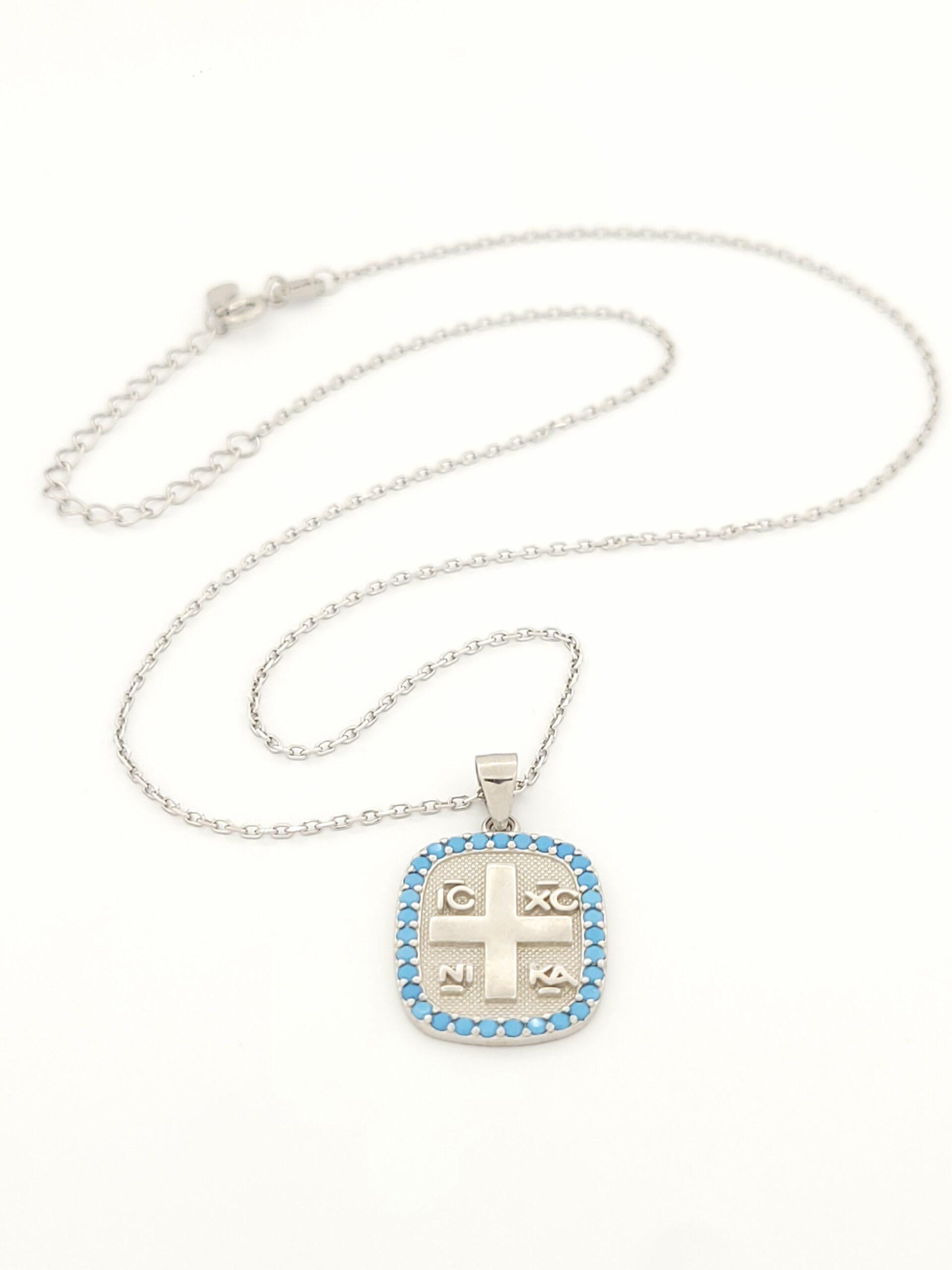 Ασημένιο Γυναικείο Κολιέ Marakis, Με Κωνσταντινάτο Και Τυρκουάζ κωδ.106622