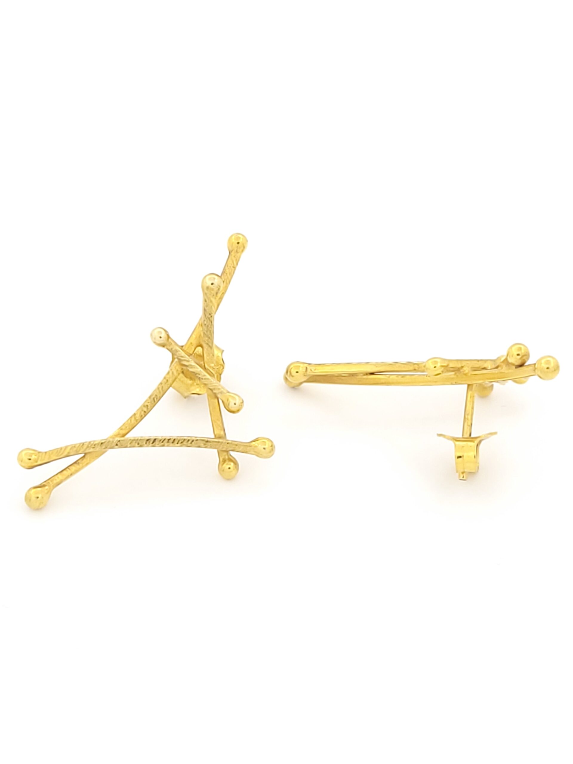 Χρυσά Χειροποίητα Γυναικεία Σκουλαρίκια Καρφωτά Κ14 κωδ.106805 - Image 3