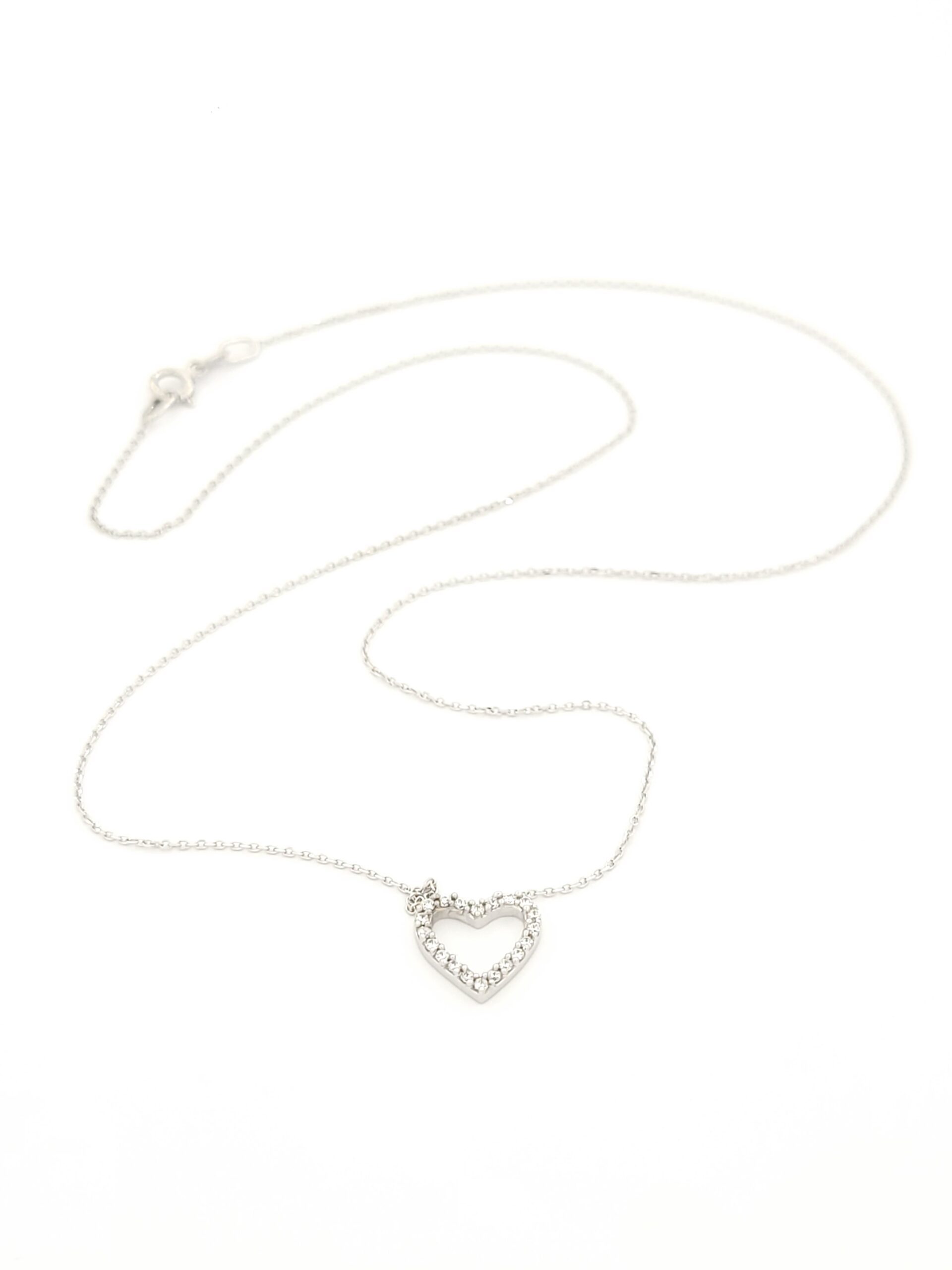 Λευκόχρυσο Γυναικείο Κολιέ Κ9, Με Καρδιά Με Ζιργκόν κωδ.106821