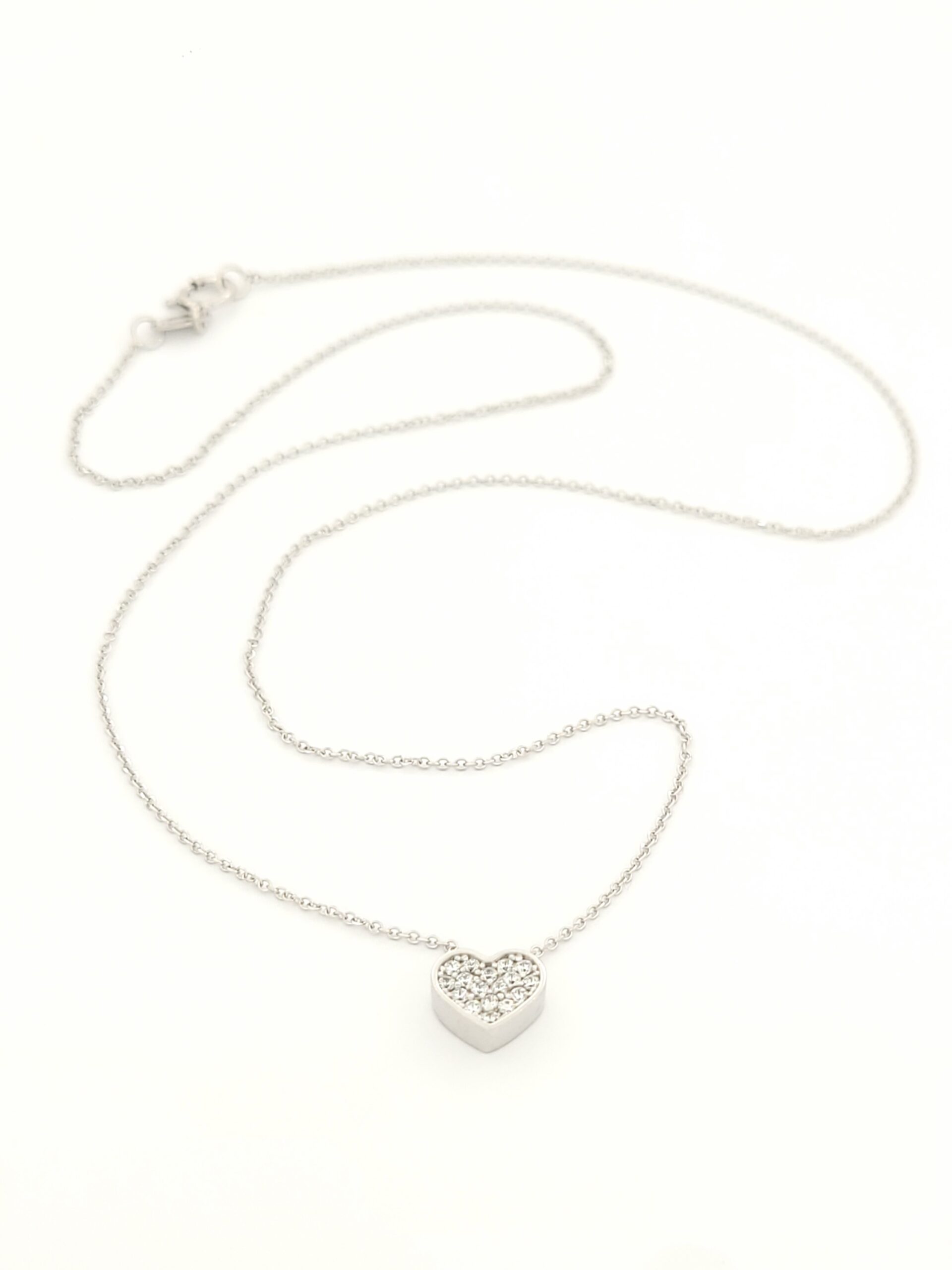 Λευκόχρυσο Γυναικείο Κολιέ Κ14, Με Καρδιά Και Ζιργκόν κωδ.106815