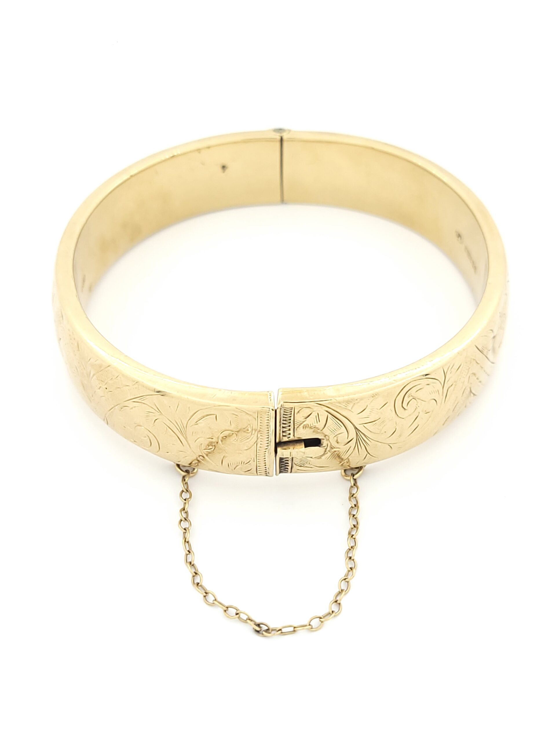 Χρυσό Γυναικείο Βραχιόλι Αντίκα Κ9, Με Μοτίβο Χαρακτικής Λουλούδια κωδ.102684