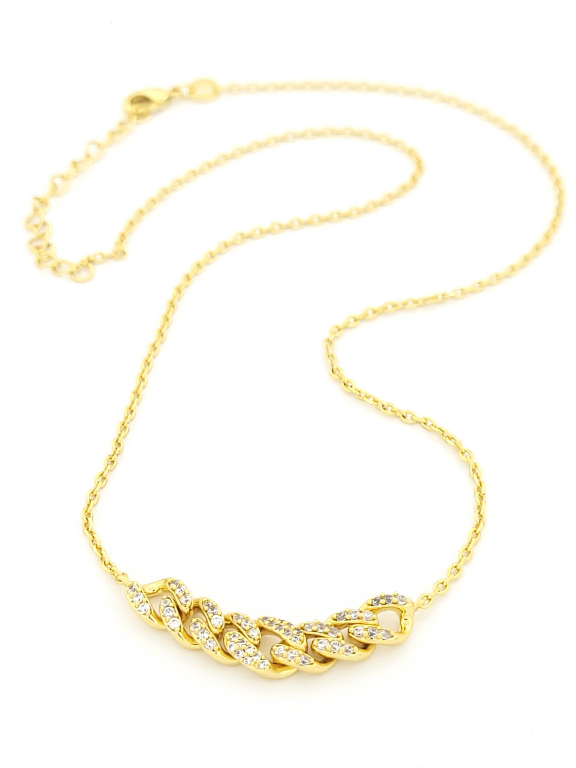 Ασημένιο Επιχρυσωμένο Γυναικείο Κολιέ, Με Λευκά Ζιργκόν κωδ.N20068GP