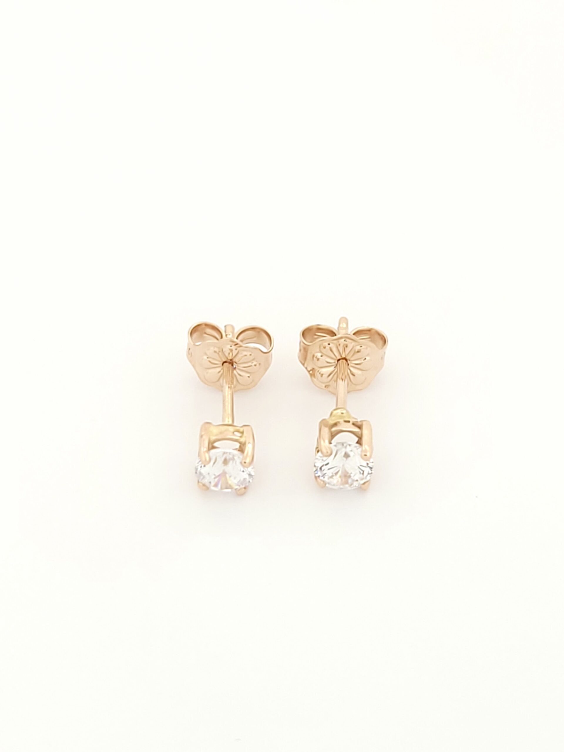 Χρυσά Ροζ Gold Γυναικεία Σκουλαρίκια Καρφωτά Κ9, Με Λευκά Ζιργκόν κωδ.106942