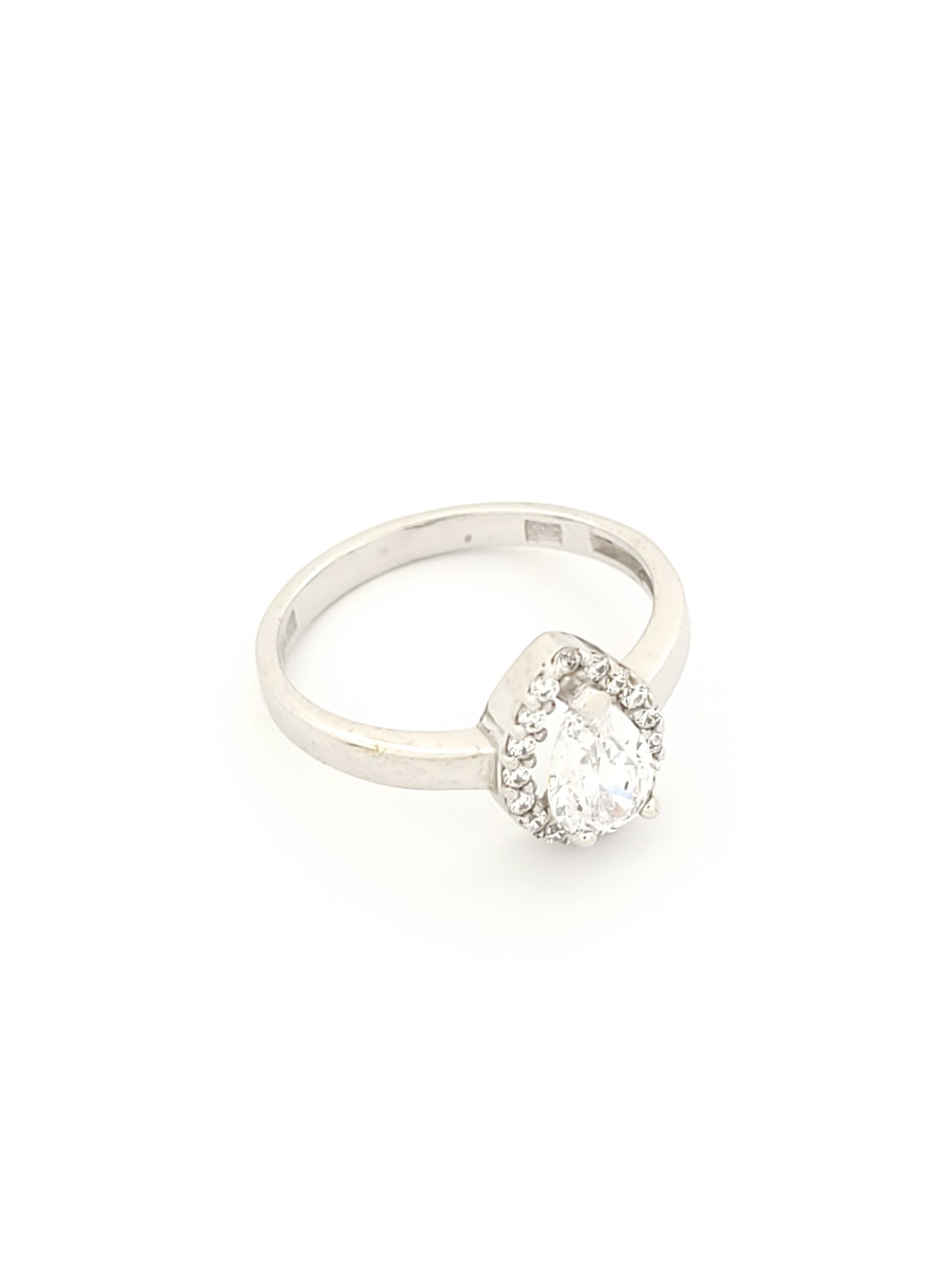 Λευκόχρυσο Γυναικείο Δαχτυλίδι Ροζέτα Δάκρυ Κ14, Με Λευκά Ζιργκόν κωδ.106989