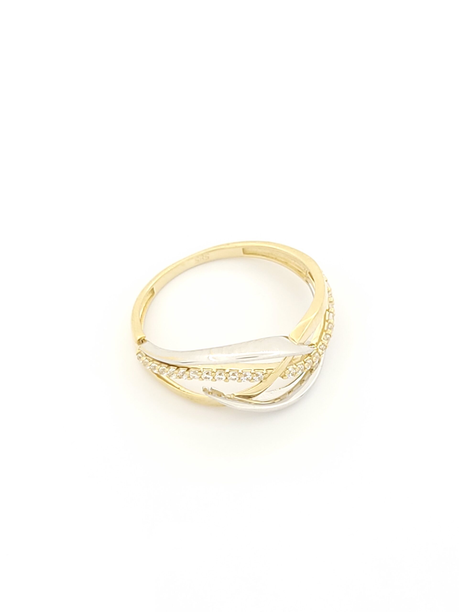 Χρυσό Γυναικείο Δίχρωμο Δαχτυλίδι Κ14, Με Λευκά Ζιργκόν κωδ.107024