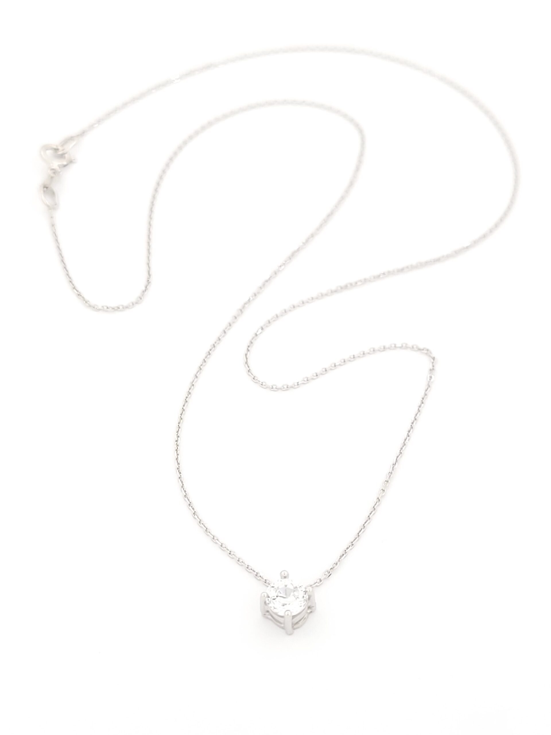 Λευκόχρυσο Γυναικείο Κολιέ Κ9, Με Λευκό Ζιργκόν κωδ.107066