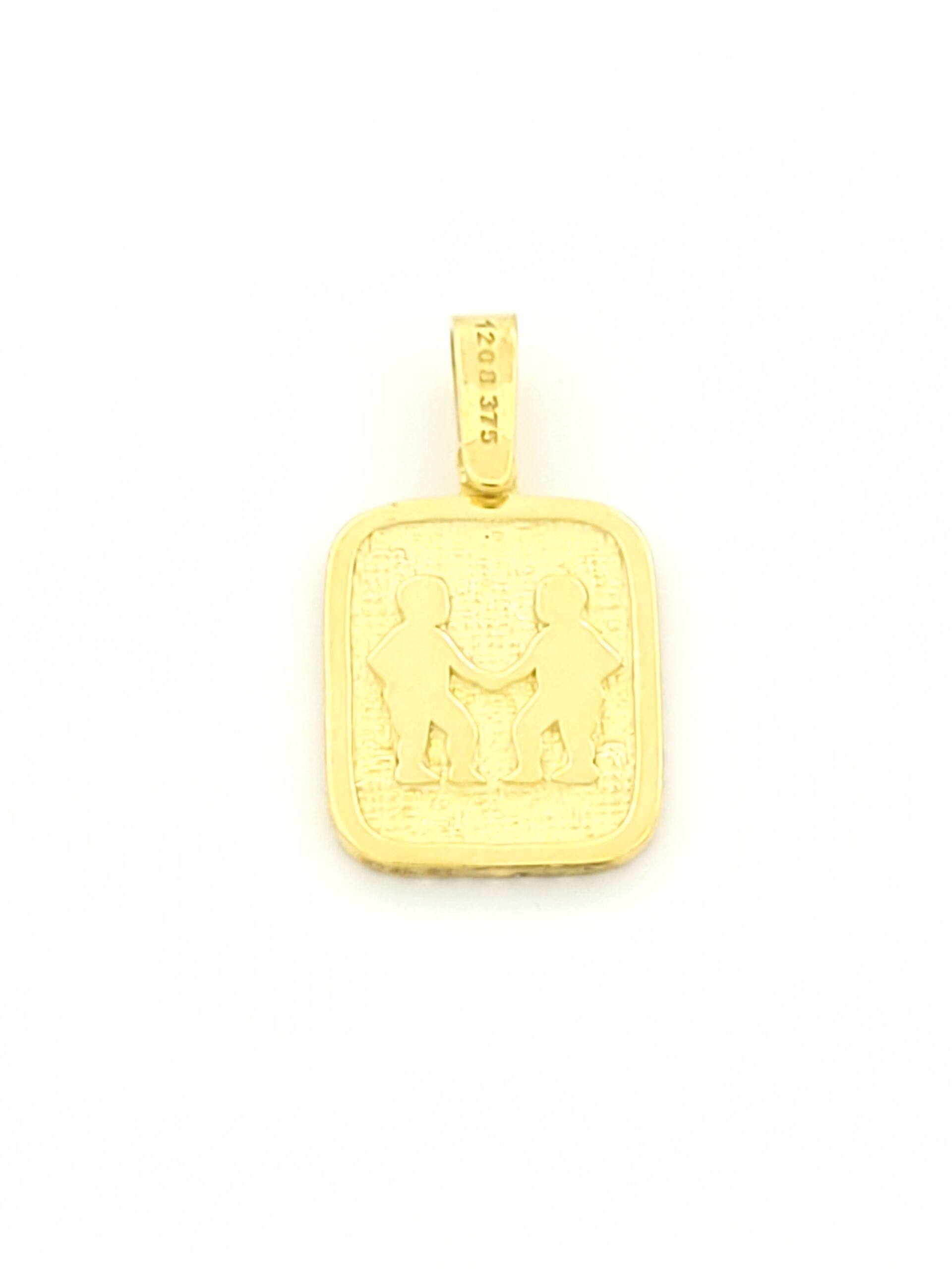 Χρυσό Γυναικείο Κρεμαστό K9 Διπλής όψης, Με Ζώδιο Δίδυμος Και Κωνσταντινάτο κωδ.107201