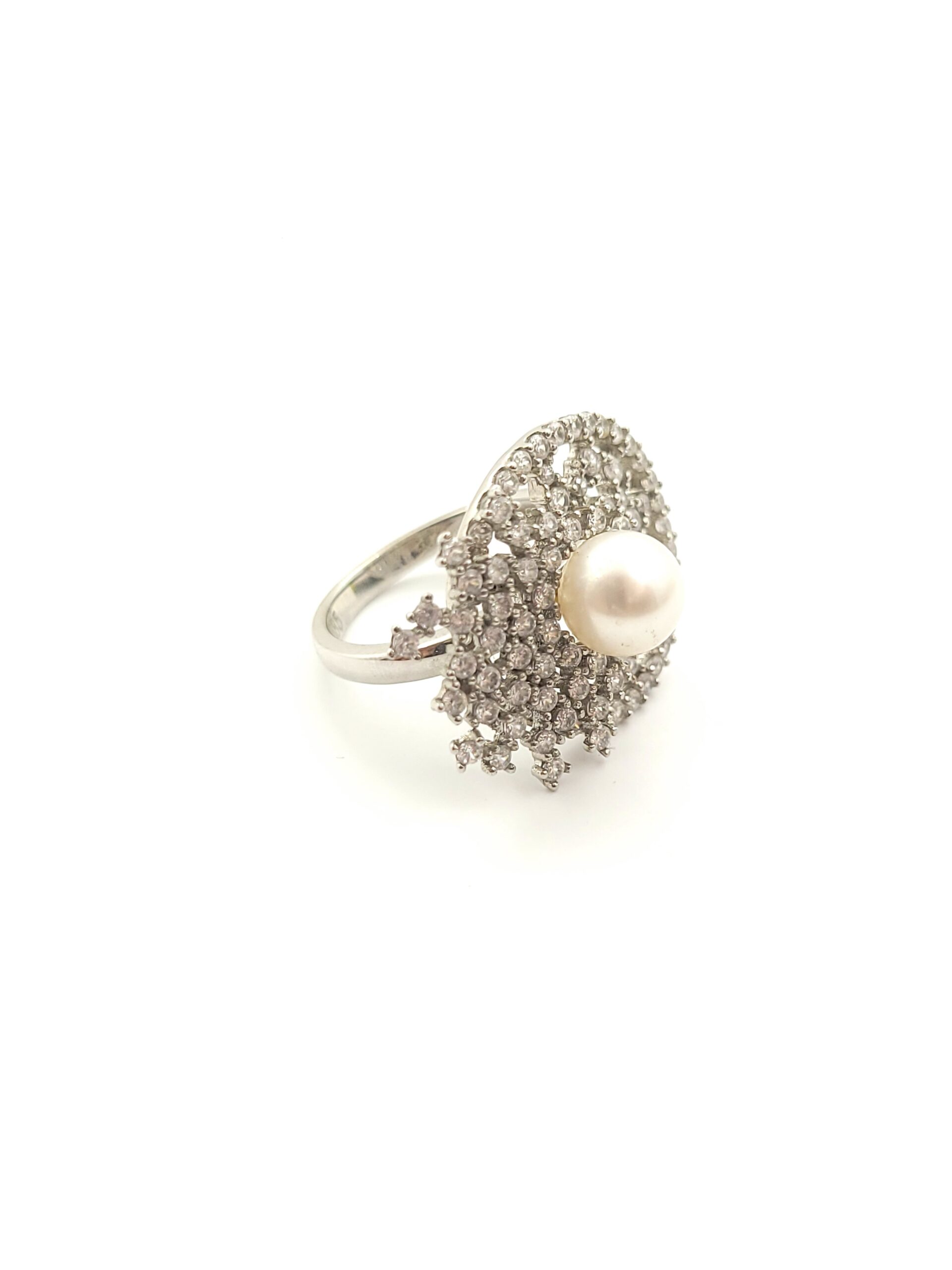 Λευκόχρυσο Γυναικείο Δαχτυλίδι Κ14 με Μαργαριτάρι και Ζιργκόν κωδ.107463