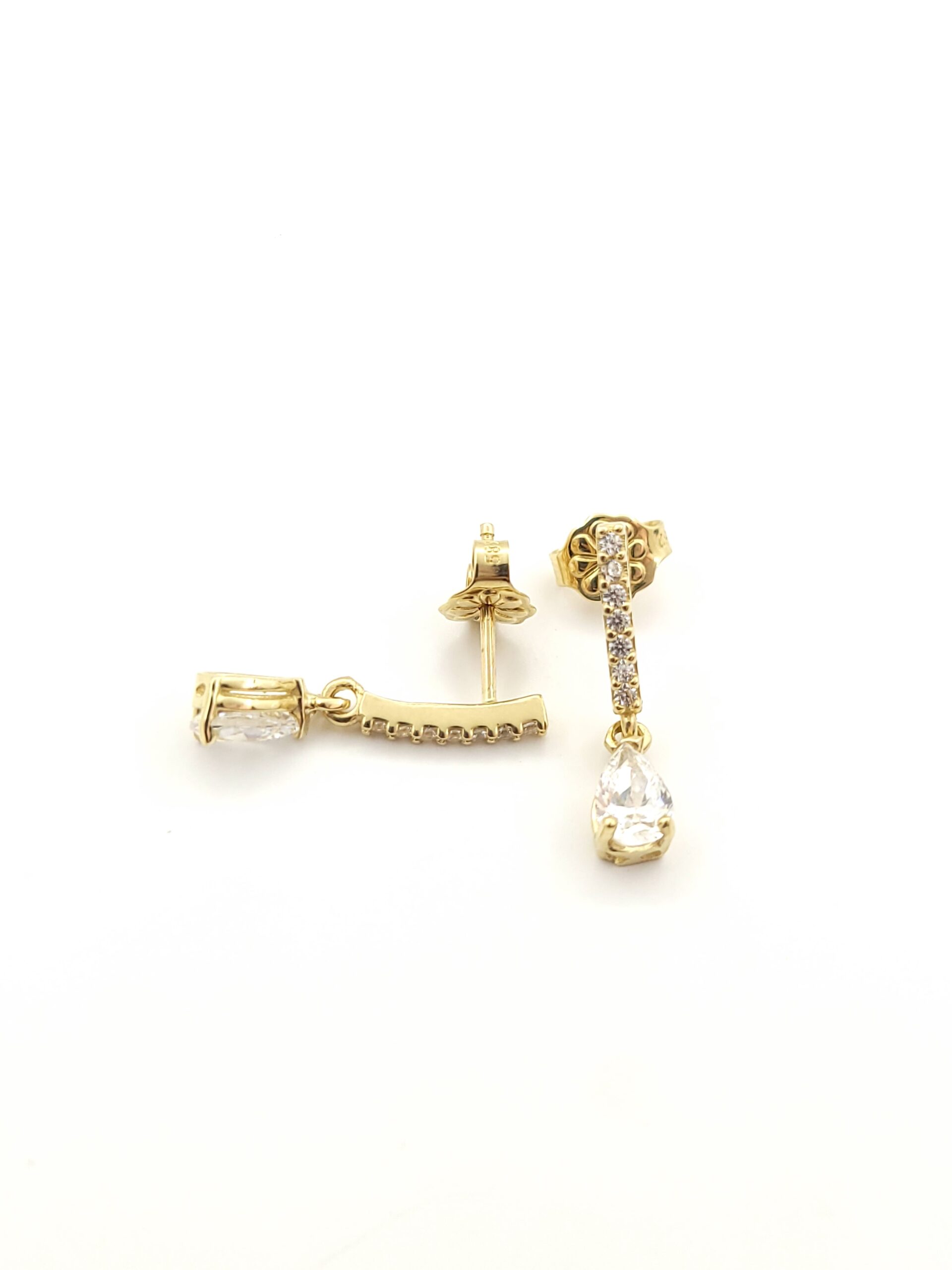 Χρυσά Γυναικεία Σκουλαρίκια Κρεμαστά Αναγνωστάκης Κ14, Με Λευκά Ζιργκόν και Δάκρυ κωδ.107483
