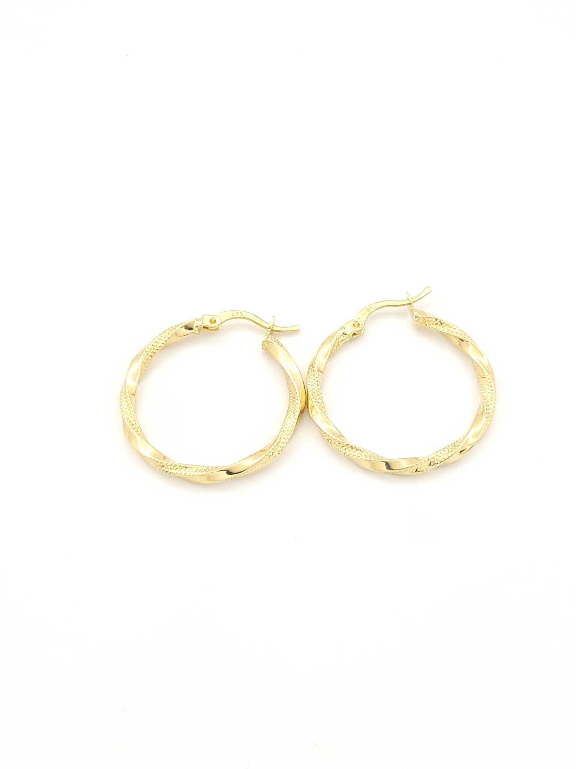 Χρυσά Γυναικεία Σκουλαρίκια Στριφτοί Κρίκοι Κ14 κωδ.107744