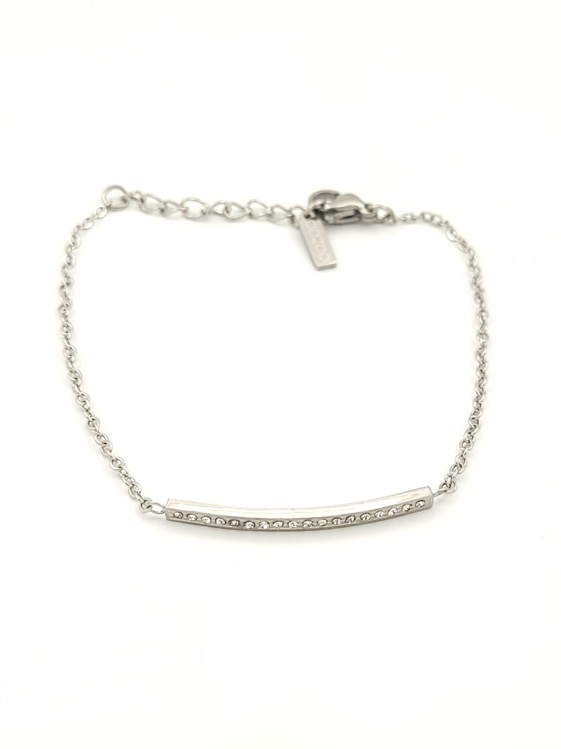 Ατσάλινο Βραχιόλι της OOZOO,Με Λευκά Ζιργκόν κωδ.SB-1027