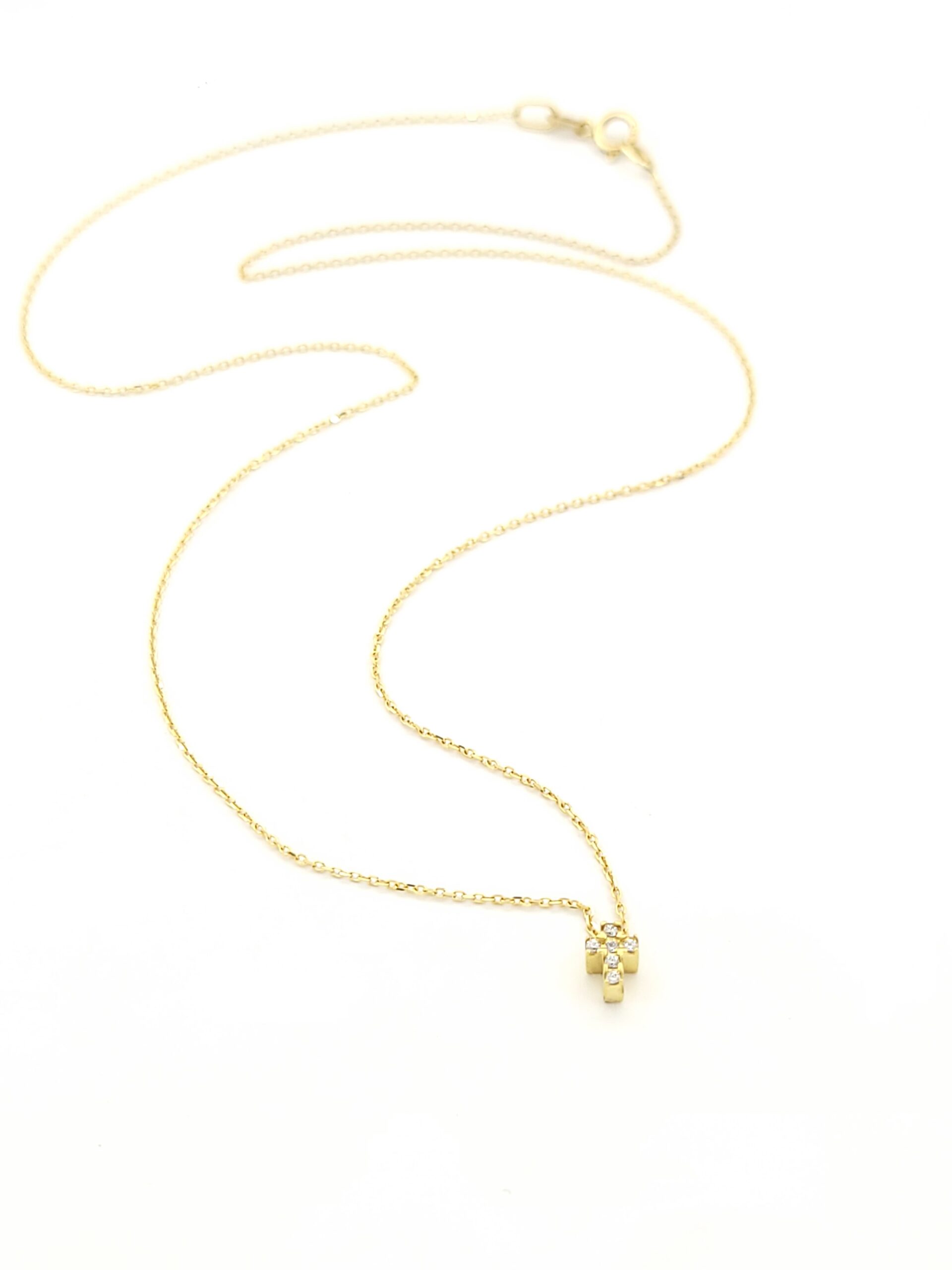 Γυναικείο Χρυσό Κολιέ Κ9,Με Σταυρό και Λευκά Ζιργκόν κωδ.107759