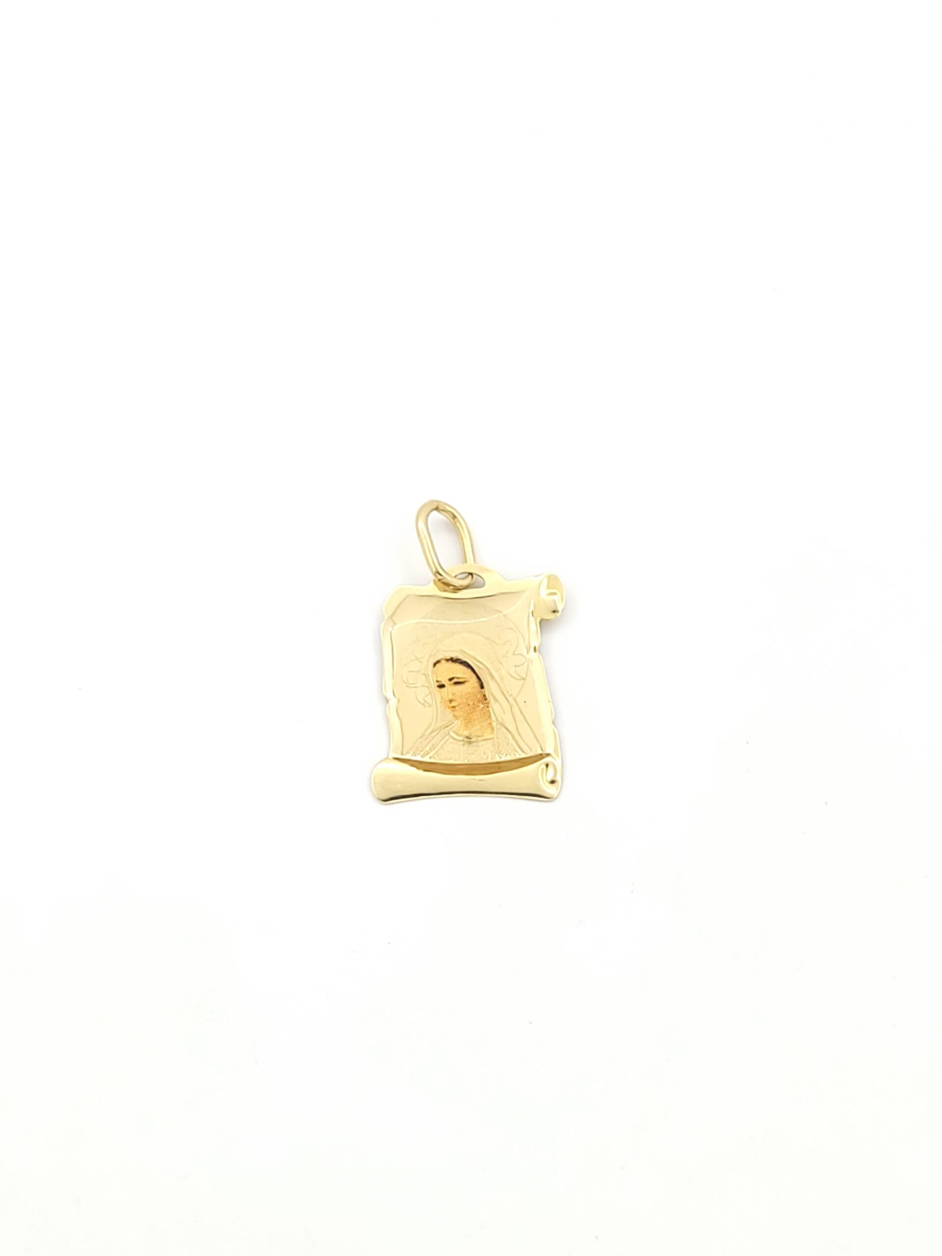 Χρυσό Κρεμαστό Πλακέτα K14 Πάπυρος Με Αναπαράσταση της Παναγίας κωδ.107885