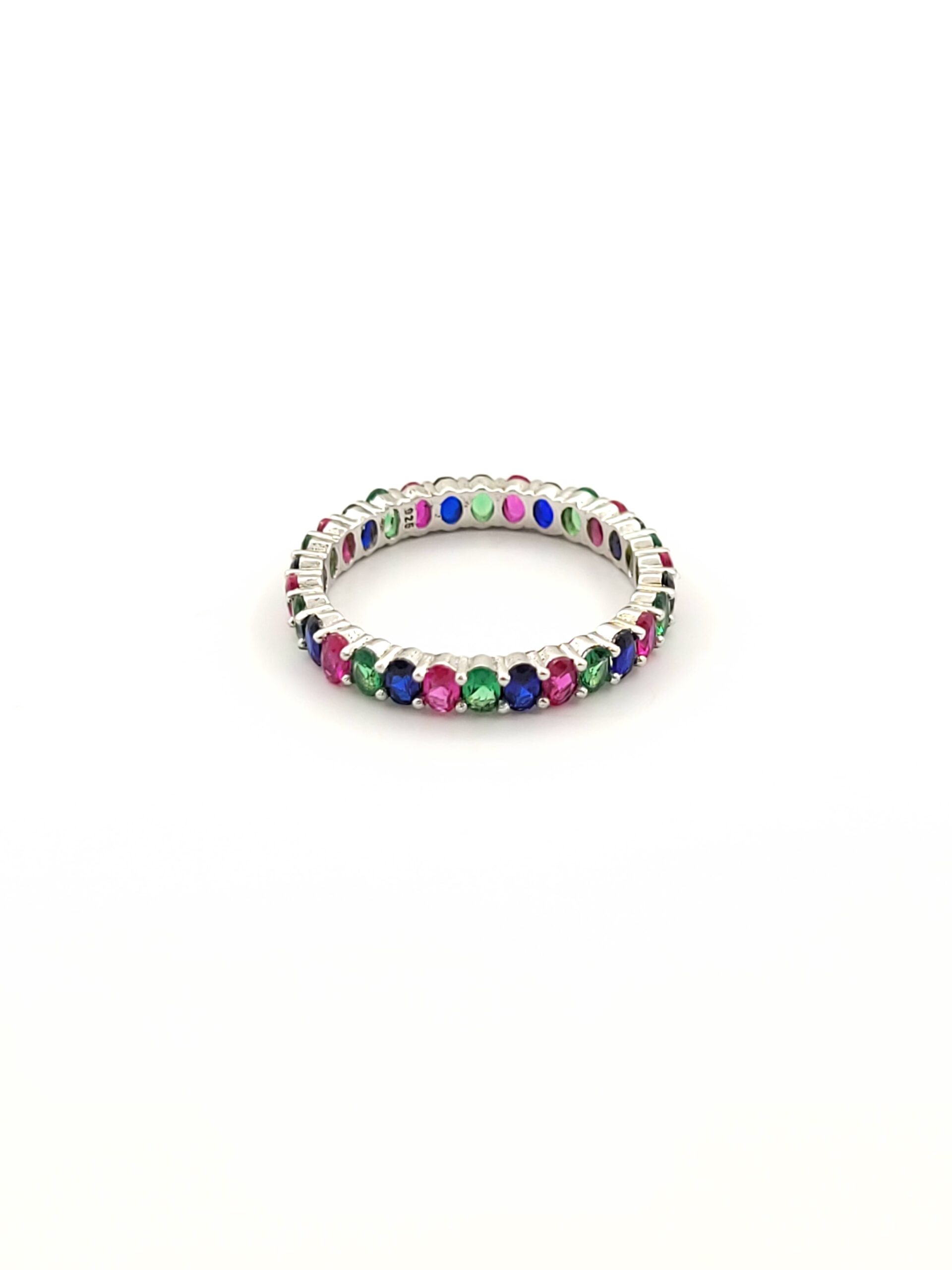 Ασημένιο Γυναικείο Δαχτυλίδι Ολόβερο, Με Χρωματιστά Ζιργκόν κωδ.108053