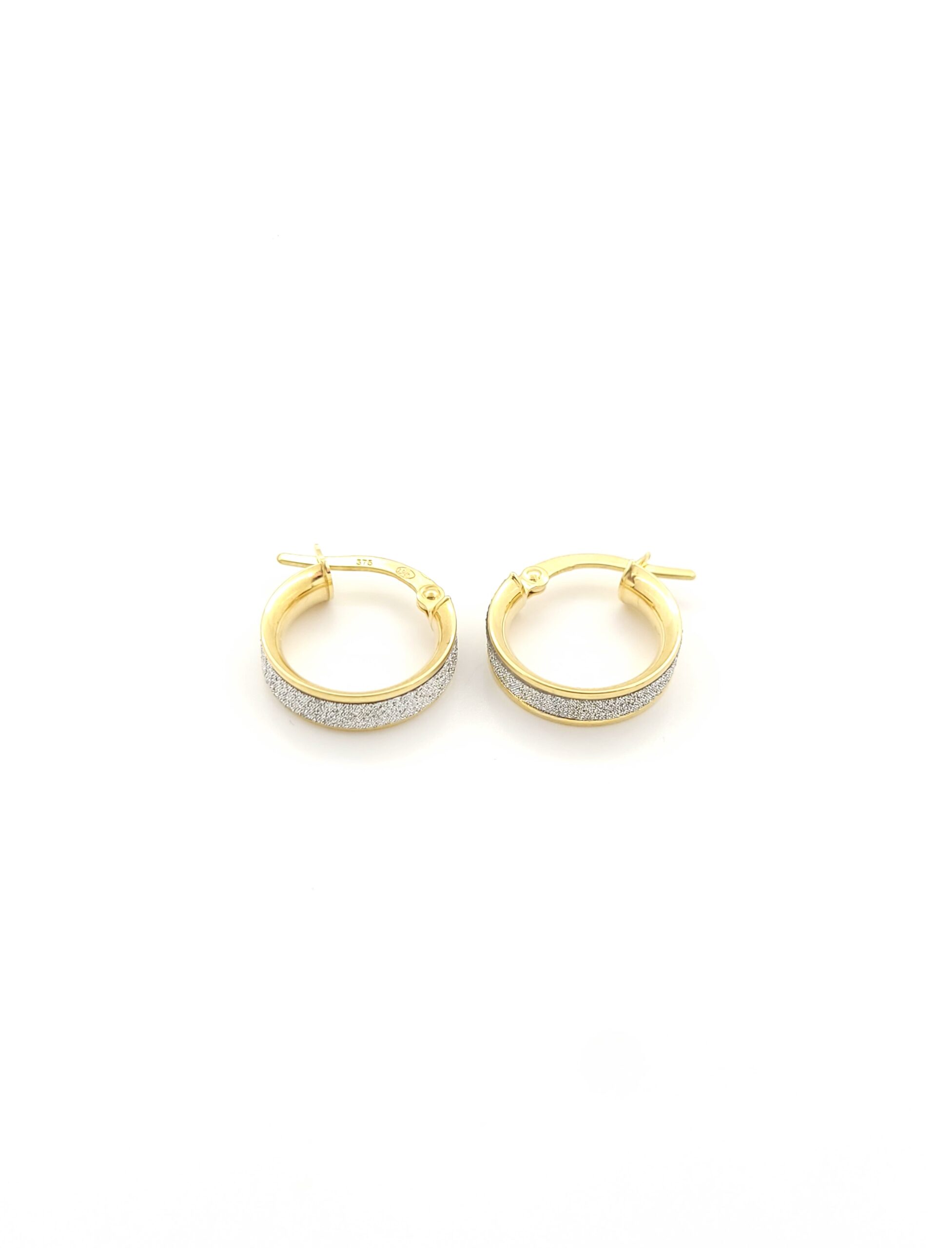 Χρυσά Γυναικεία Σκουλαρίκια Δίχρωμοι Κρίκοι Διαμανταρισμένοι Κ9 κωδ.108661