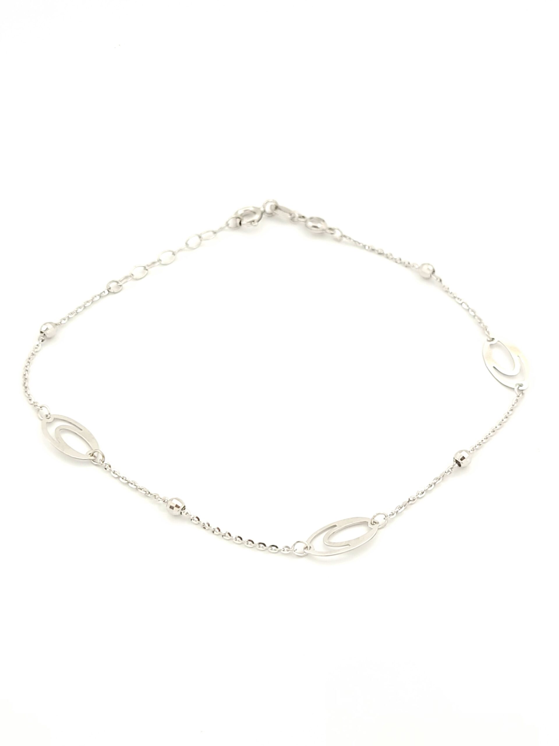 Λευκόχρυσο Γυναικείο Βραχιόλι Κ14, Με Φύλλα Kαι Μπίλιες κωδ.108693