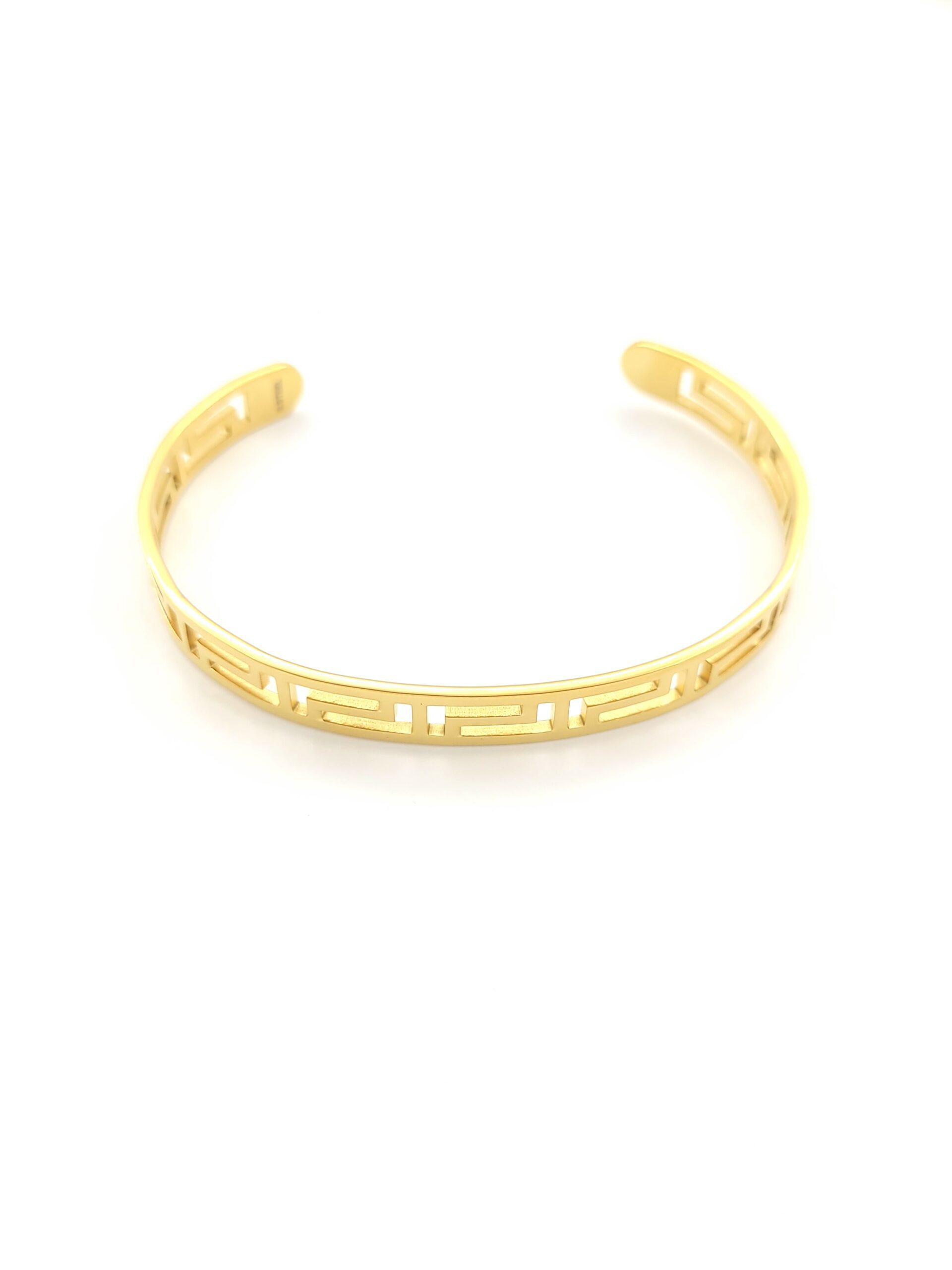 Ατσάλινο Επιχρυσωμένο Γυναικείο Βραχιόλι-Χειροπέδα , Με Μαίανδρο κωδ.040485