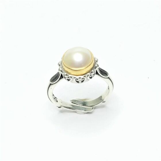 Ασημένιο Δίχρωμο Γυναικείο Δαχτυλίδι Dimitrios-Exclusive, Με Μαργαριτάρι κωδ.D265