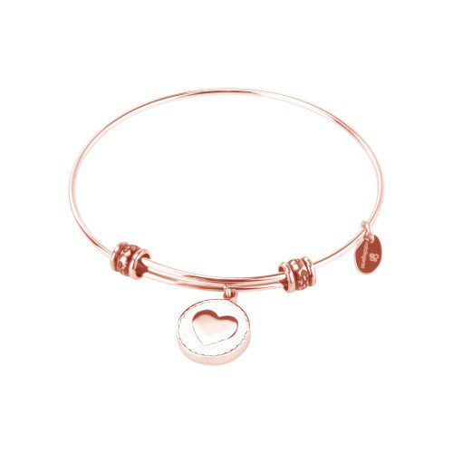Ατσάλινη Ροζ Gold Χειροπέδα Βραχιόλι Nataliegersa Με Καρδιά, Με Άσπρο Σμάλτο κωδ.B0018