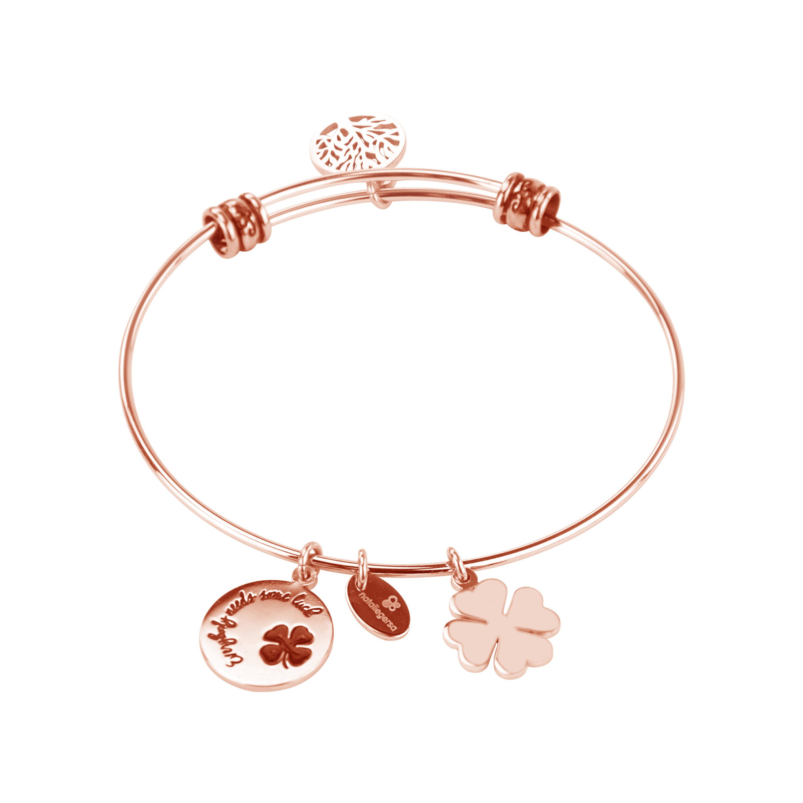 Ατσάλινη Χειροπέδα Βραχιόλι Nataliegersa Με Τετράφυλλο Και Δέντρο Της Ζωής κωδ.B0024