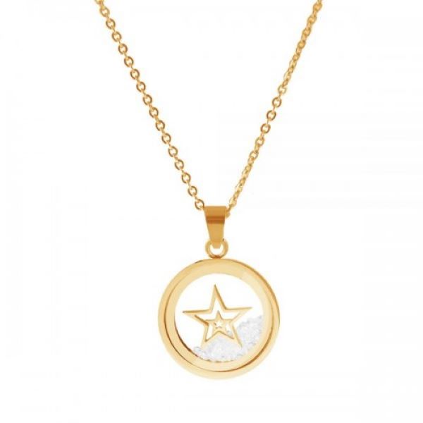 Ατσάλινο Επιχρυσωμένο Κολιέ Natalie Gersa Με Αστέρι Με Ζιργκόν κωδ.NG-N26009