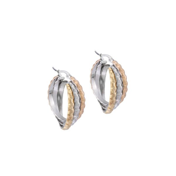 Ατσάλινα Τρίχρωμα Σκουλαρίκια Κρίκοι Οβάλ Puppis κωδ.PUW88260G