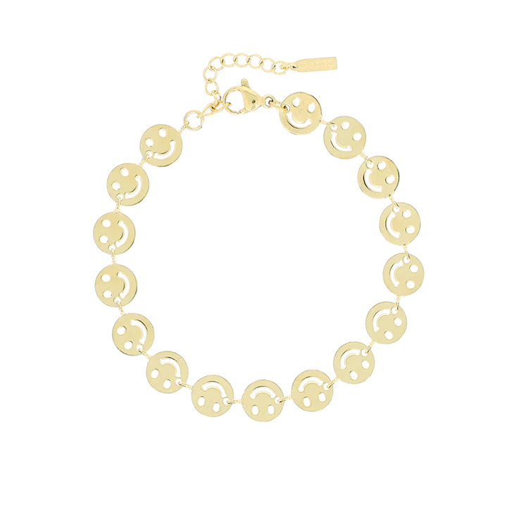 Ατσάλινο Επιχρυσωμένο Βραχιόλι της OOZOO, Με Χαρούμενες Φατσούλες κωδ.SB-1010