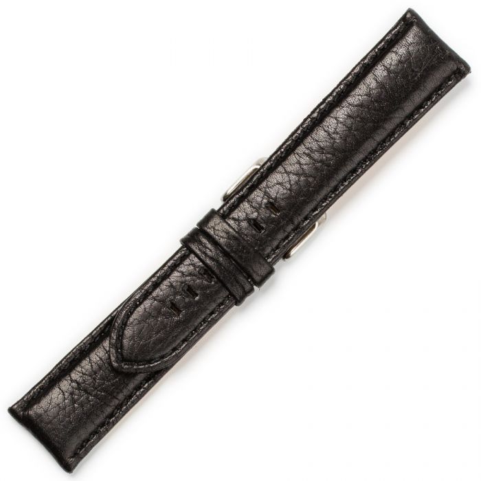 Λουρί Δερμάτινο Κροκό Μαύρο No24 Kostelo με Ασημί Τοκά κωδ.0405N24M