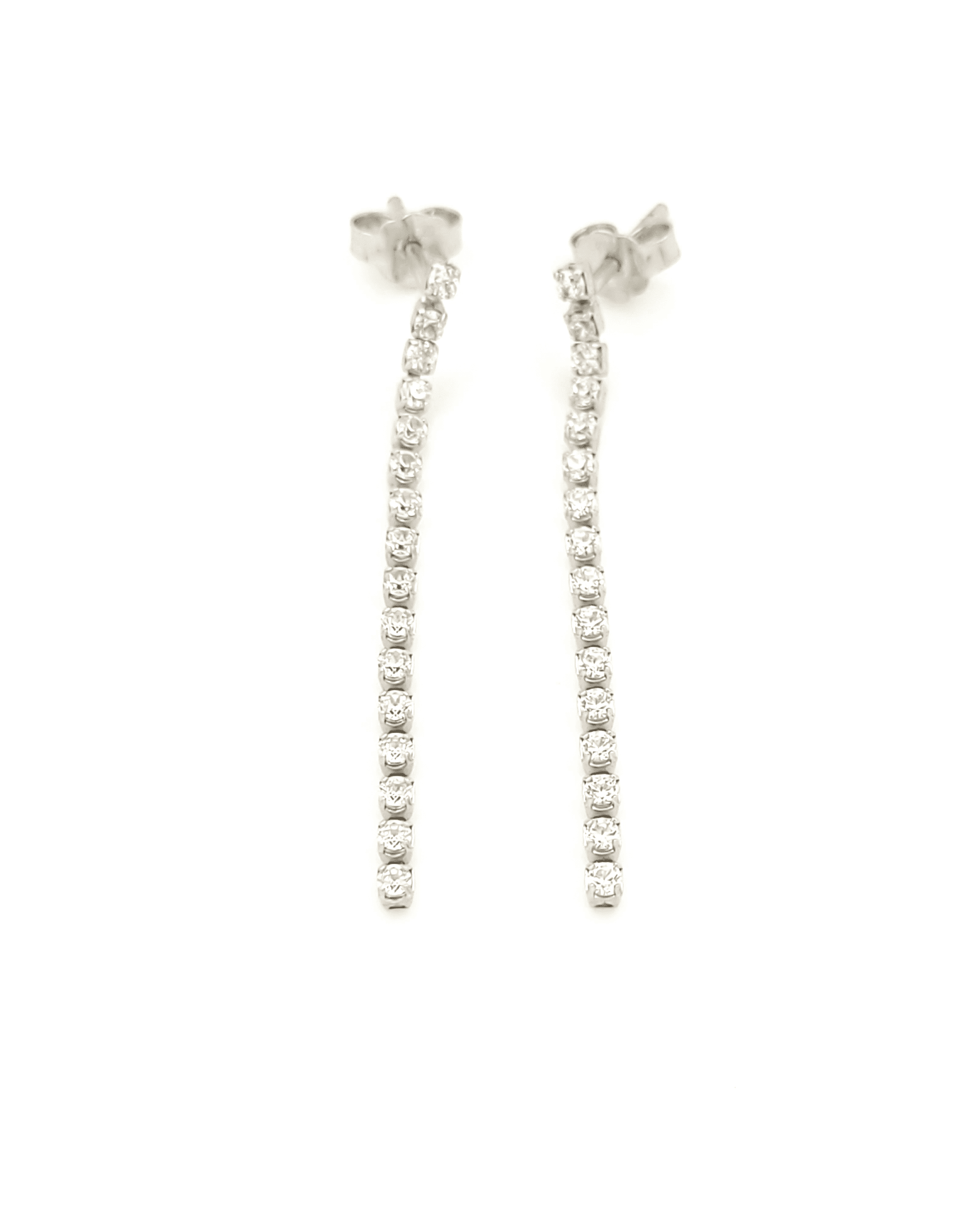 Λευκόχρυσα Γυναικεία Σκουλαρίκια Κρεμαστά Κ14, Με Λευκά Ζιργκόν κωδ.106790