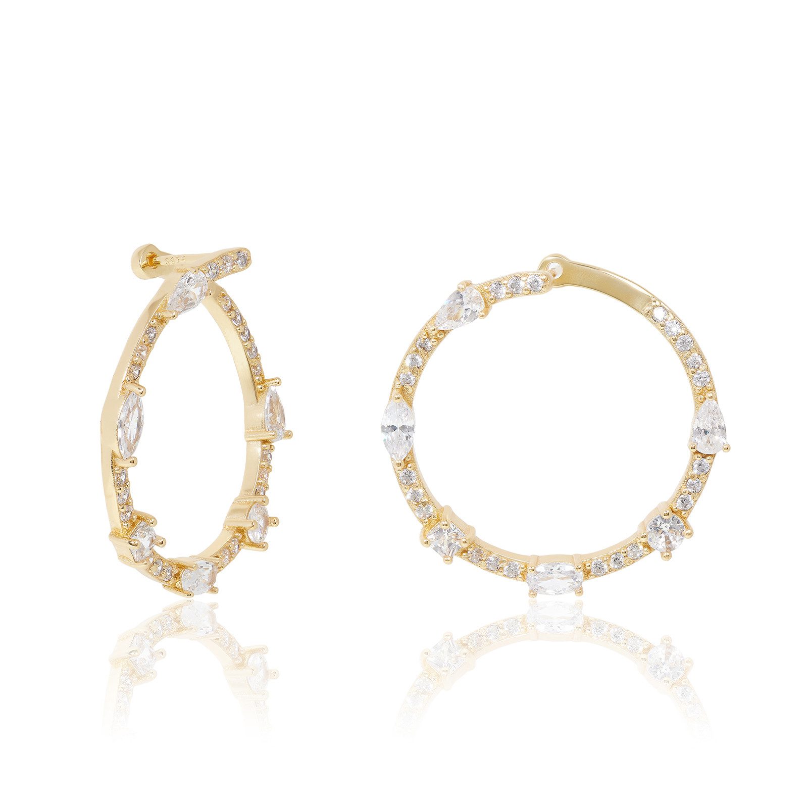 Ασημένια Επιχρυσωμένα Σκουλαρίκια JCou Multi Stone με Ζιργκόν κωδ.JW909G4-01