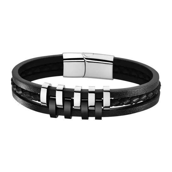 Ανδρικό Βραχιόλι Lotus με Ατσάλι και Δέρμα LS1838/2/1