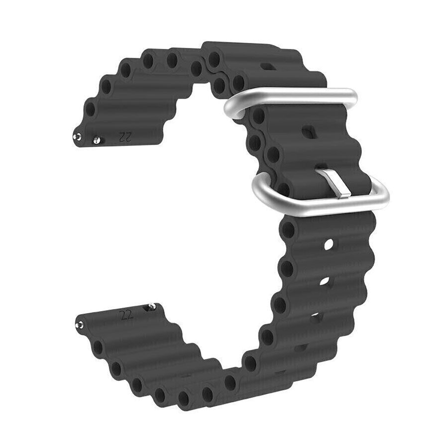 Λουρί Καουτσούκ Μαύρο για Smartwatch,No20 με Ασημί Τοκά και Quick Release κωδ.8865N20B