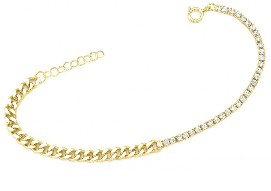 Ασημένιο Επιχρυσωμένο Γυναικείο Βραχιόλι Silver Union με Ζιργκόν κωδ.04-06-1656