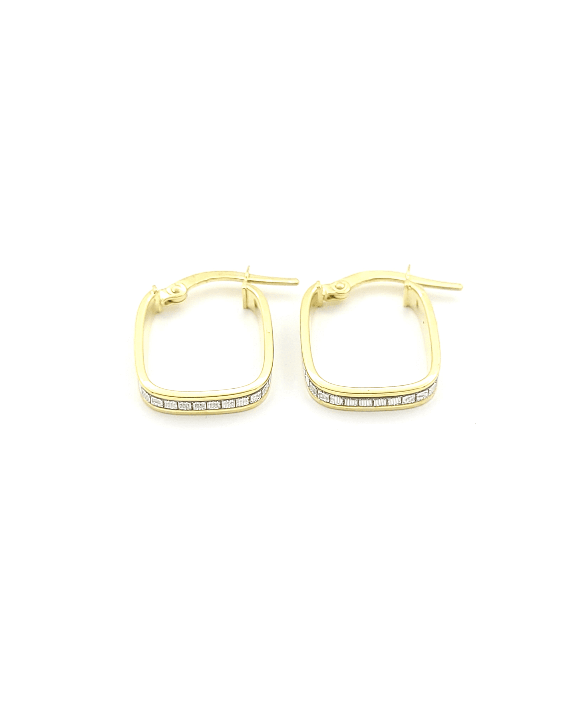 Χρυσά Γυναικεία Σκουλαρίκια Κ9, Τετράγωνοι Κρίκοι Διαμανταρισμένοι κωδ.000271