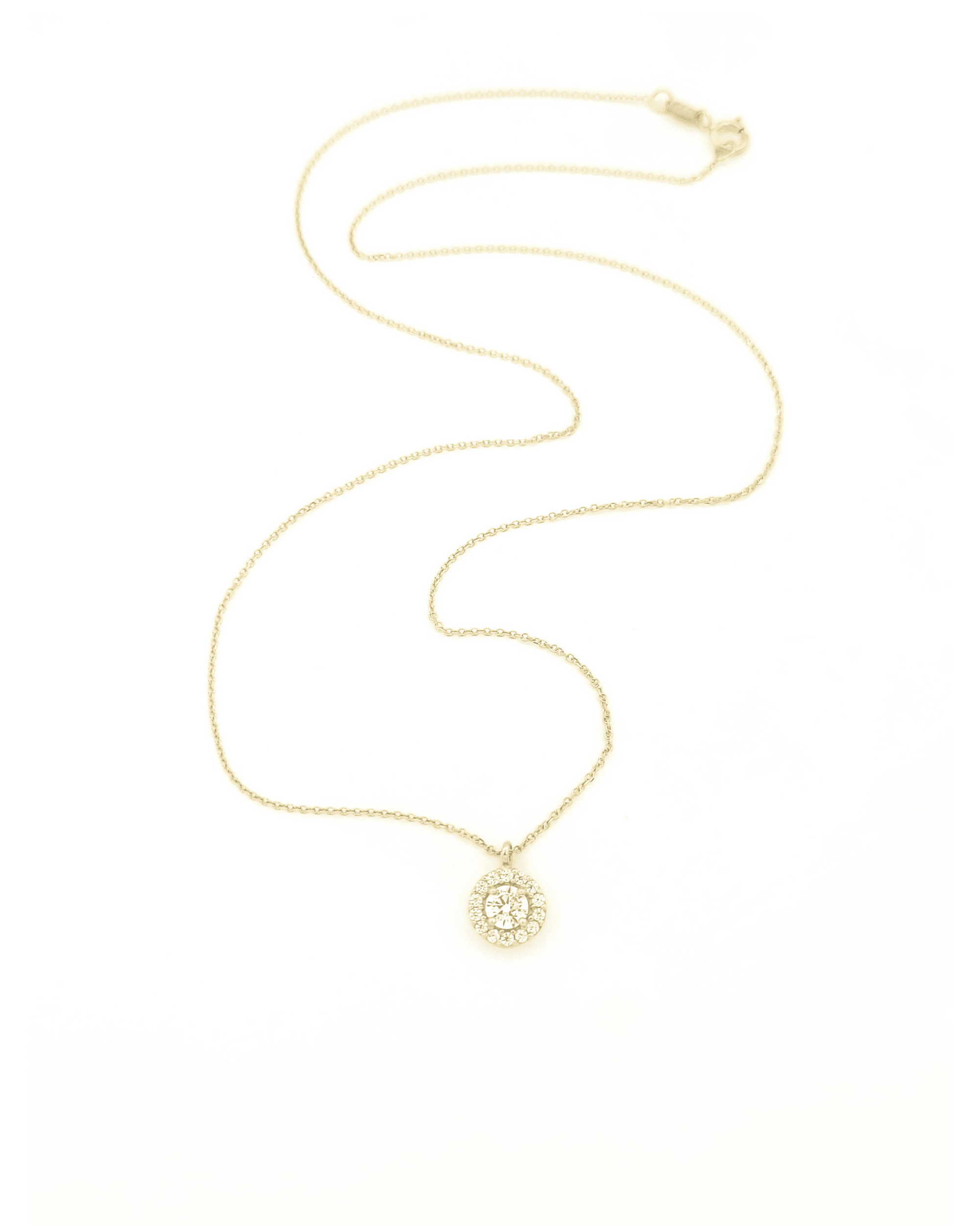 Χρυσό Γυναικείο Κολιέ Κ9, Στρόγγυλη Ροζέτα Με Λευκά Ζιργκόν κωδ.6314G