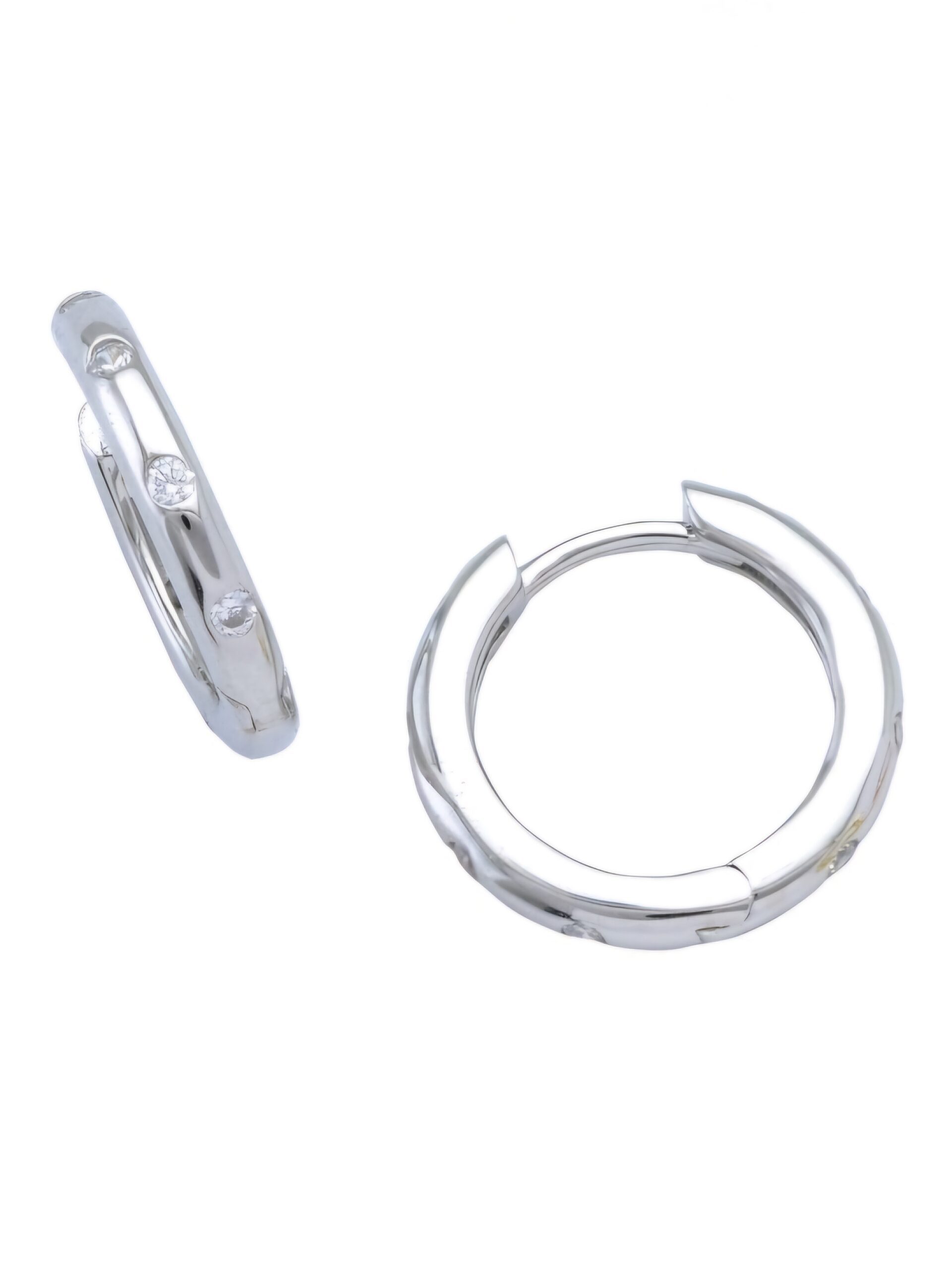 Ασημένια Γυναικεία Σκουλαρίκια Κρίκοι, Με Λευκά Ζιργκόν κωδ.107253