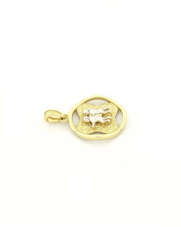 Χρυσό Δίχρωμο Γυναικείο Κρεμαστό K9 Διπλής όψης, Με Ζώδιο Δίδυμος Και Κωνσταντινάτο κωδ.109191 - Image 2