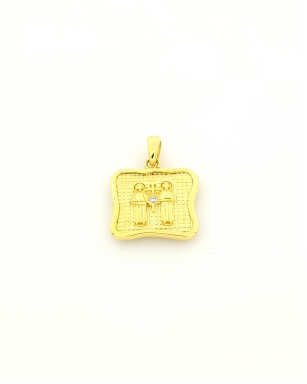 Χρυσό Γυναικείο Κρεμαστό Διπλής Όψης K9, Με Κωνσταντινάτο Και την Αναπαράσταση των Αγίων Κωνσταντίνου Και Ελένης, Με Λευκά Ζιργκόν κωδ.109197 - Image 4