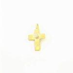 Xρυσός Γυναικείος Σταυρός Κ9, Ματ Με Λευκό Ζιργκόν κωδ.109206