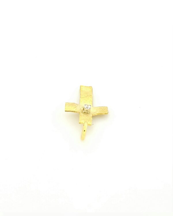 Xρυσός Γυναικείος Σταυρός Κ9, Ματ Με Λευκό Ζιργκόν κωδ.109206 - Image 3