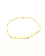 Χρυσό Παιδικό Βραχιόλι-Ταυτότητα Κ9, Με Μπλε Στοιχείο Και Σταυρό κωδ.109174 - Image 4