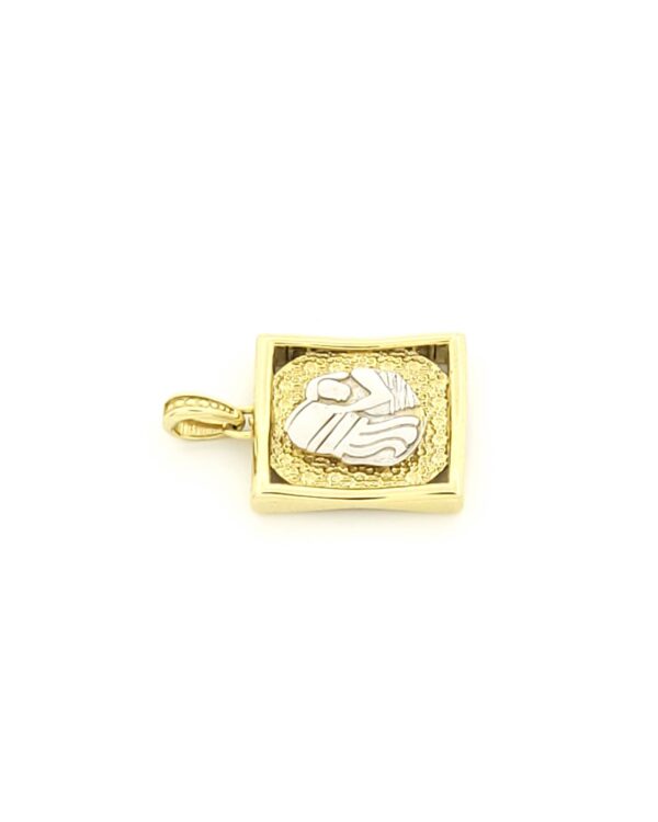 Χρυσό Δίχρωμο Γυναικείο Κρεμαστό K9 Διπλής όψης, Με Ζώδιο Υδροχόο Και Λευκά Ζιργκόν κωδ.109194 - Image 2