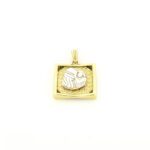 Χρυσό Δίχρωμο Γυναικείο Κρεμαστό K9 Διπλής όψης, Με Ζώδιο Υδροχόο Και Λευκά Ζιργκόν κωδ.109194