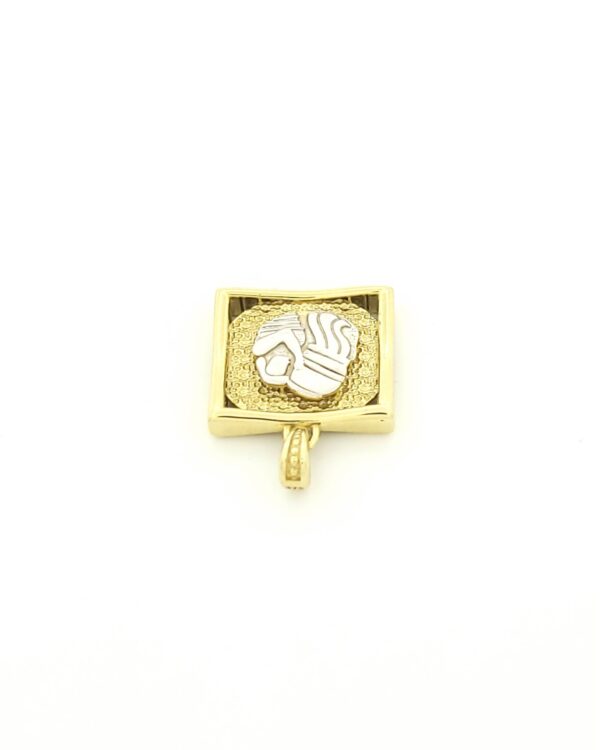 Χρυσό Δίχρωμο Γυναικείο Κρεμαστό K9 Διπλής όψης, Με Ζώδιο Υδροχόο Και Λευκά Ζιργκόν κωδ.109194 - Image 3