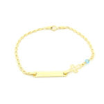 Χρυσό Παιδικό Βραχιόλι-Ταυτότητα Κ9, Με Μπλε Στοιχείο Και Σταυρό κωδ.109174